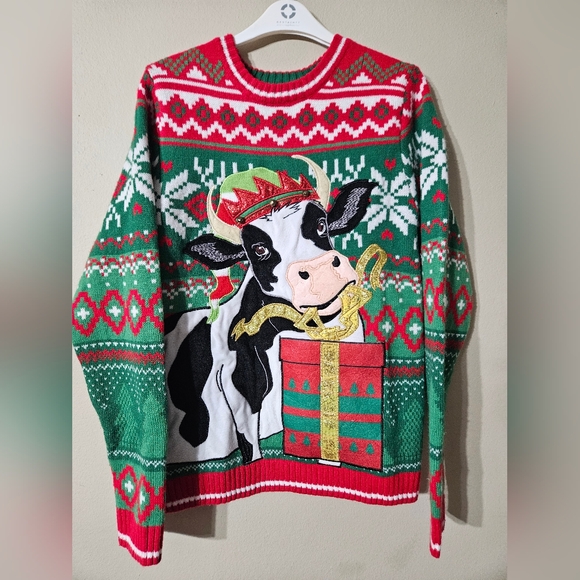 Holiday Time Other - Holiday Time Ugly Christmas Cow Sweater Small